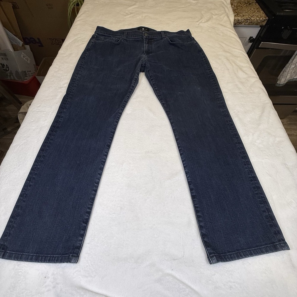 7 For All Mankind The Straight Jeans Mens 40 Dark Wash Luxe Performance Stretch